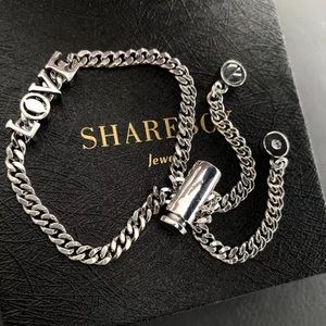 Sterling Silver Love Tassel Chain Link Bracelet